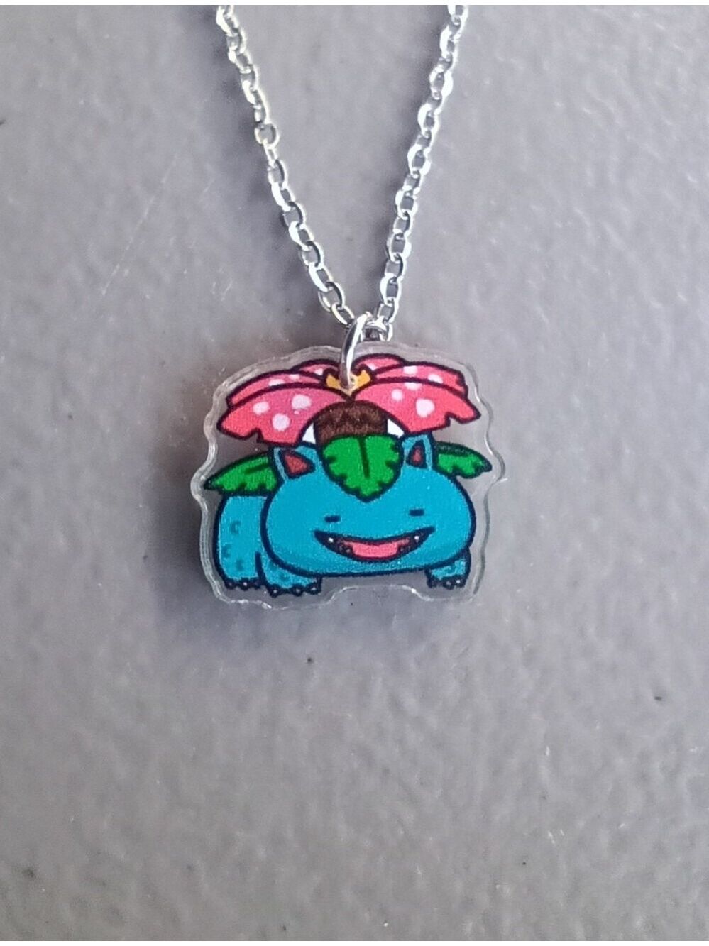 Pokemon Venusaur Acrylic Charm Stainless Steel Necklace